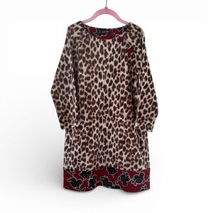 MONNALISA JAKIOO Dress Leopard & Rose Print Girls 8 Brown Red